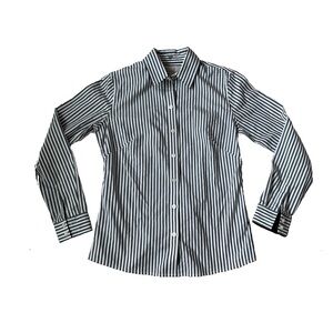 Womens Banana Republic Dress Skirt Size 2 Blue Stripes Button Cotton Blouse